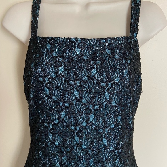 Gunne Sax Jessica McClintock Vintage Black Lace Maxi Dress Y2K Sequin Whimsygoth - Picture 3 of 6